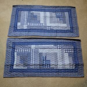 Virah Bella Phyllis Dobbs Quilted Pillow Shams Blue Geometric 20x36 Set of 2